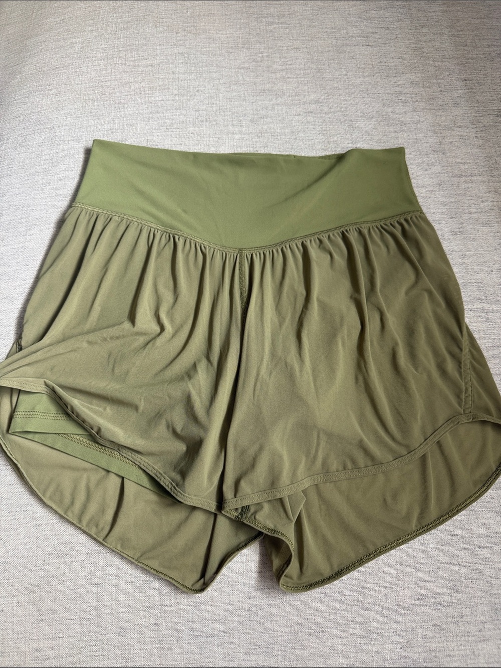 lululemon Bronze Green Olive Yoga Athletic mesh shorts high waist